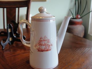 Spode Trade Winds Red Coffee Pot 7 1/4 " 4 Cups