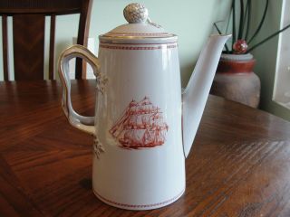 SPODE TRADE WINDS RED COFFEE POT 7 1/4 