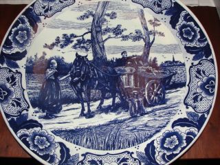 Vintage Large Delft Blue And White Charger Plate 15 ".  Reduced