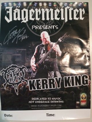 Jagermeister Poster Signed By Kerry King Slayer Pantera