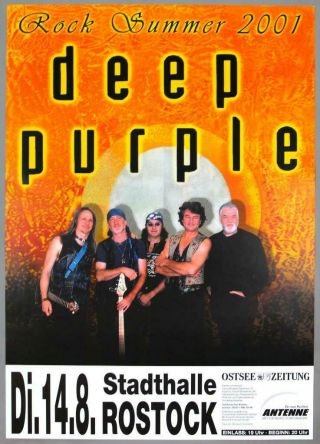 Deep Purple - Rare Rostock,  Germany 2001 Concert Poster