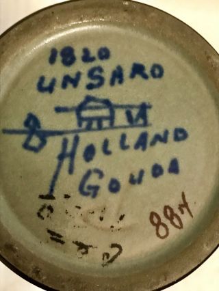 Gouda Pottery Made In Holland Unsaro Dutch Slim Flower Vase 1820 6