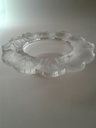 Large 8 5/8 " Lalique France Crystal Honfleur Geranium Bowl Dish