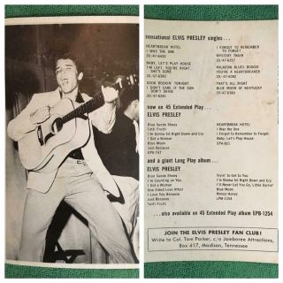 Vintage Elvis Presley Record Company / Fan Club Promo Photo Moss Services 1950’s