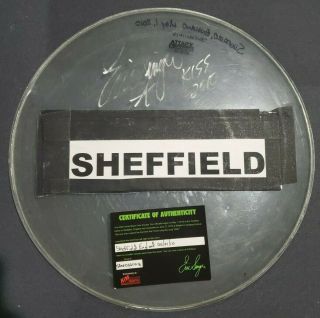 Kiss Eric Singer Signed Sheffield Drumhead 18 Inch Autograph Sonic Boom Tour