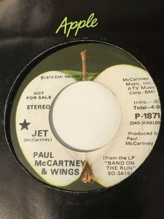 Paul Mccartney & Wings 45 Jet Promo Apple Lbl.