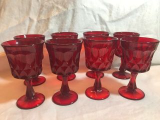 8 Noritake Perspective Ruby Red Water Goblets Glasses 8oz 6.  5” T 3 3/4” W