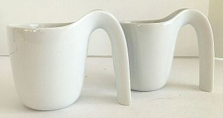 2 Ole Jensen Royal Copenhagen Mugs White Porcelain 1997 Denmark 3.  5 " H 3.  5 " W Euc