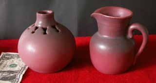 Van Briggle Mulberry Pierced Candle Holder Stick Art Crafts Pottery Pitcher Vase