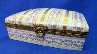 Vintage Letallec Limoges Peint Main Porcelain Hinged Covered Dresser Jewelry Box
