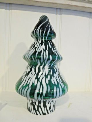 Blenko Handcrafted Christmas Tree In Clover Green And White