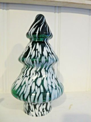 Blenko Handcrafted Christmas Tree in Clover Green and white 2