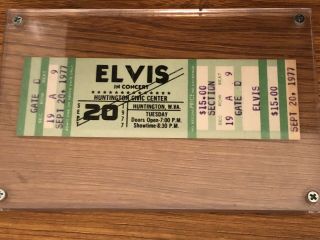 Elvis Presley Full Concert Ticket Sept 20,  1977 Huntington W.  Va.