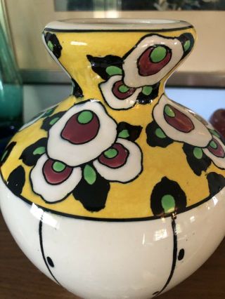 Lovely Boch Freres La Louviere Catteau Belgium Art Deco Art Pottery Vase Floral 3