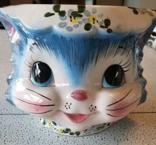 Vintage Miss Priss Kitty Cat Lefton Japan Cookie Jar Planter 1502 Head Ceramic