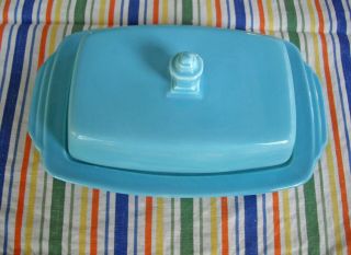 Vintage Homer Laughlin Riviera Turquoise Butter Dish W/lid Fiesta