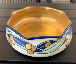 Antique Porcelain China Gold Blue Art Nouveau Hand Painted Bowl Dish