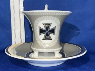 Antique Berlin Kpm Porcelain Cup - Iron Cross Wwi Rarity