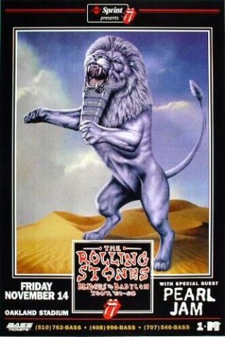 Rare Rolling Stones Pearl Jam " Bridges To Babylon Tour,  " Gig Poster,  11/14/97
