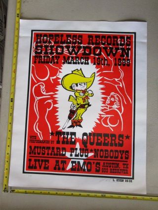 1999 Rock Roll Concert Poster The Queers Mustard Plug Nobody 