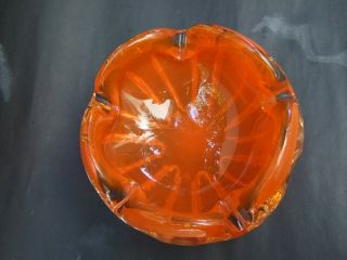 Murano Italian Art Glass Orange Bowl Design Ashtray Retro Vintage 1950 