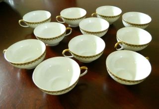 11 Antique Limoges Guerin W.  G & Co France Coffee Tea Gold Trim Cups Late 1800 
