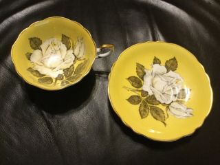 Veg Paragon China Yellow Rose Footed Tea Cup & Saucer Gold Trim By Appointment