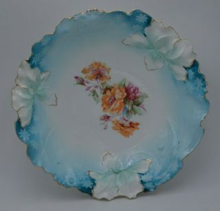Antique Set Of Six Porcelain Berry Bowls And Serving Bowl Aqua And Light Blue