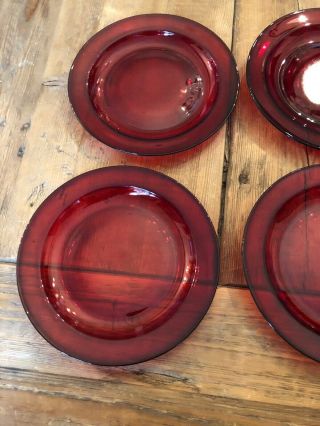 Vtg Arcoroc France 8 Salad/Dessert Royal Ruby Red Plates 7 1/2” Retired Pattern 4