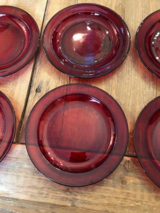 Vtg Arcoroc France 8 Salad/Dessert Royal Ruby Red Plates 7 1/2” Retired Pattern 5