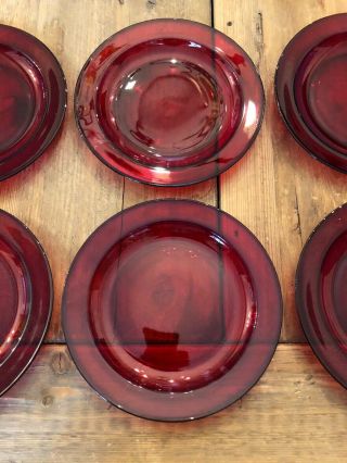 Vtg Arcoroc France 8 Salad/Dessert Royal Ruby Red Plates 7 1/2” Retired Pattern 6