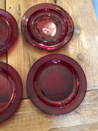 Vtg Arcoroc France 8 Salad/Dessert Royal Ruby Red Plates 7 1/2” Retired Pattern 7