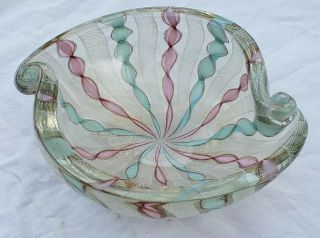 Vintage Murano Italian Art Glass Bowl Mid Century Modern Venitian Art Glass