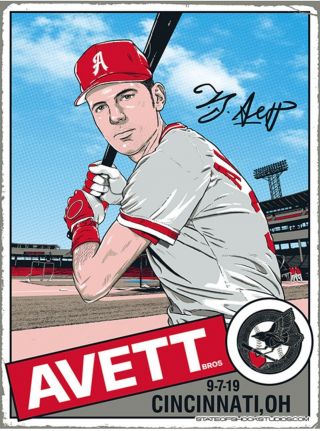 The Avett Brothers (seth Baseball) Cincinnati Reds Poster 9/7/2019.  Darin Shock