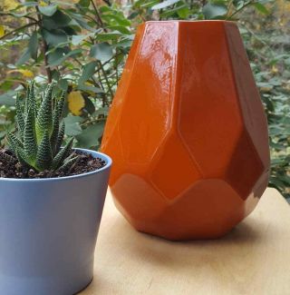 Jaru Of California Art Cubist Pottery 10 " Geometric Faceted Vase Atomic Planter
