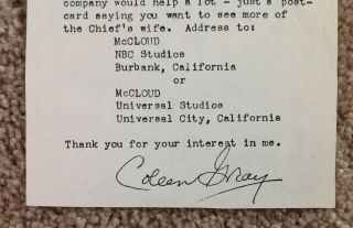 5 X 7 AUTOGRAPH COLEEN GRAY and SIGNED PERSONAL LETTER 5