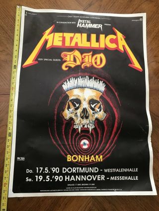 Metallica Tour 1990 Germany Concert Poster Vintage Metal Hammer Dio Bonham Rare