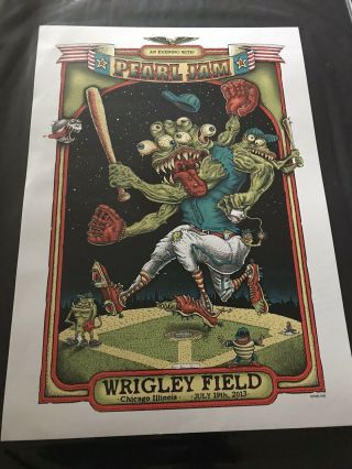 Pearl Jam Poster Wrigley Field Emek 2013