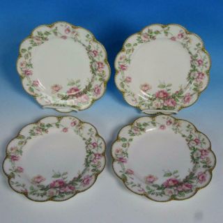 Haviland Limoges France - Roses - 4 Luncheon Plates - 8¾ Inches