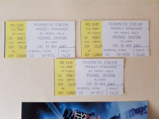 3 X Michael Jackson 1987 Australian Tour Concert Tickets