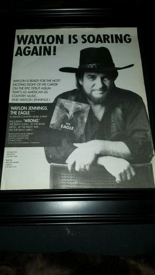 Waylon Jennings The Eagle Rare Promo Poster Ad Framed