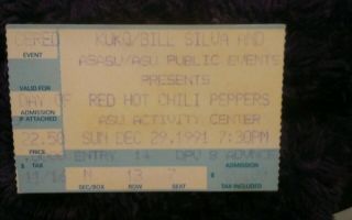 Red Hot Chili Peppers,  Pearl Jam And Nirvana 1991 Concert Stub