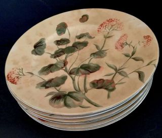222 Fifth Asian Antique Dinner Plates Set Of 6,  Pink Lotus
