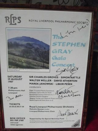 Royal Liverpool Philharmonic Orchestra Framed Signed Poster 1987 Rattle Pesek