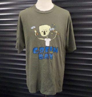 Green Day Nimrod Vintage Band Tour T Shirt Hammer Head Logo Green Men 