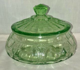 Anchor Hocking Cameo/ballerina Green 4 " Low Candy Jar W/lid
