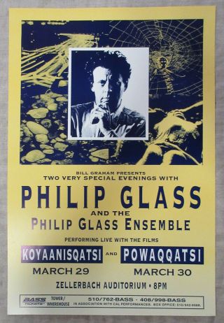 Philip Glass 1991 Uc Berkeley Modern Classical Concert Poster Bill Graham Minty