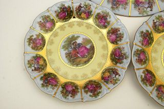 Gorgeous 3 Pc German Hand Painted Love Story Cabinet Plates