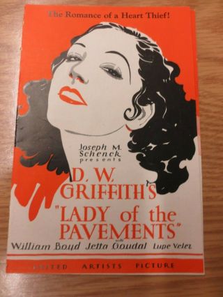 Movie Handout Poster D.  W.  Griffith Lady Of The Pavements W.  Boyd