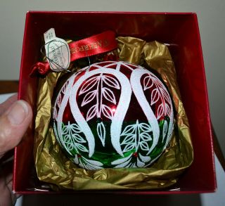 Minty Waterford Holiday Heirlooms Shimmering Peacock Ball Christmas Ornament Box